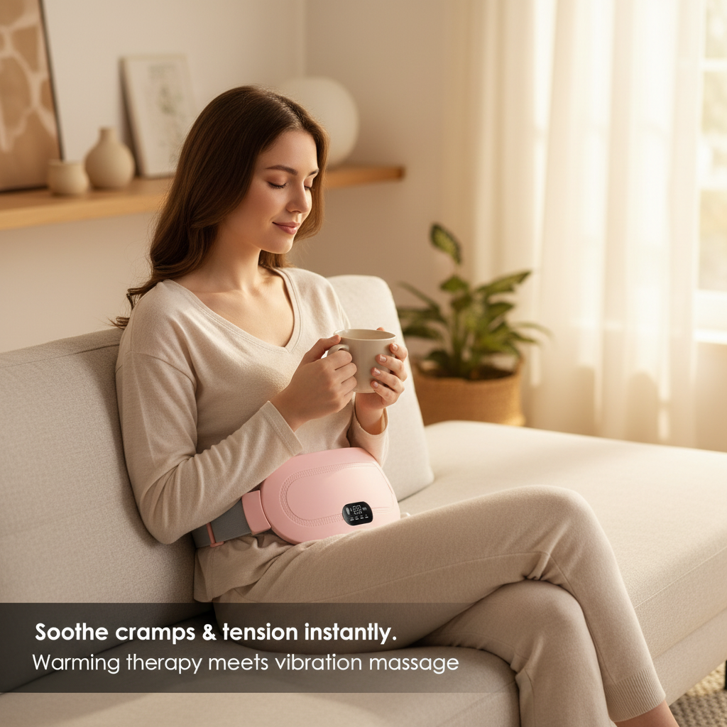 Electric Abdominal Massage Uterine Warm Belt Warm Uterus Hot Compress Vibration Massage Belt Abdomen Waist Warming USB Charging