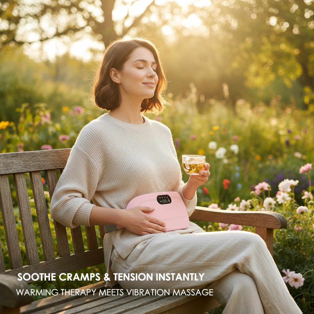 Electric Abdominal Massage Uterine Warm Belt Warm Uterus Hot Compress Vibration Massage Belt Abdomen Waist Warming USB Charging